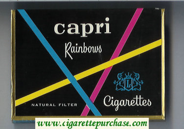 Capri Rainbows cigarettes wide flat hard box